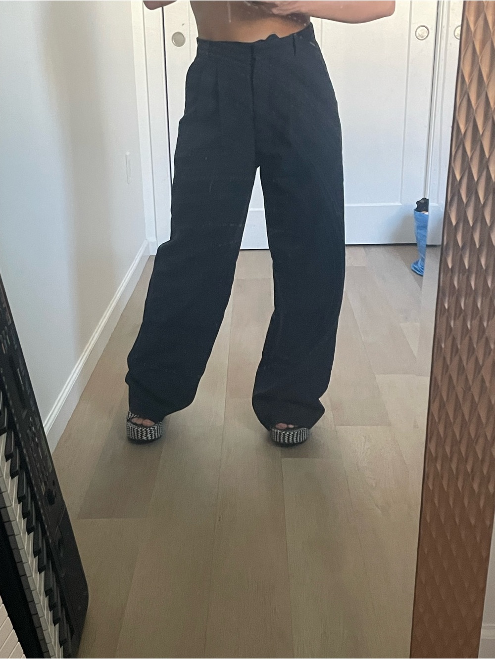 Abercrombie & Fitch Black Wide-Leg Trousers
